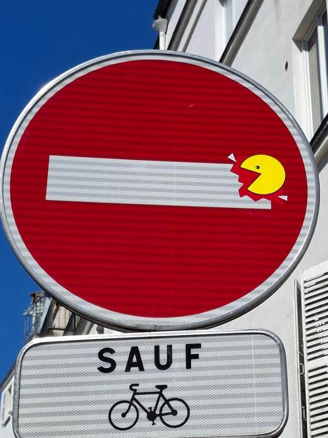 "Pac-Man" by Clet Abraham in Paris