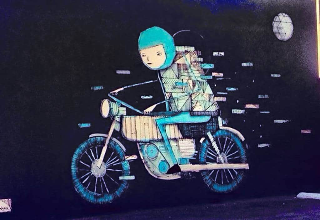 "Cybernetic Child on Bicycle" by Kyle Hughes-Odgers in Los Angeles
