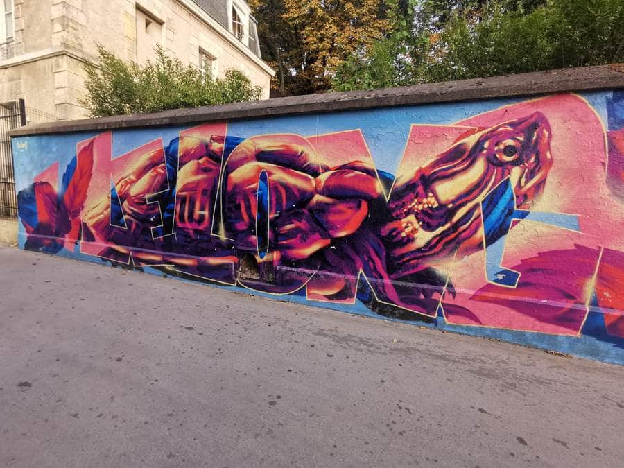 "Psychedelic Animal Heads Graffiti" by LeLong in Paris