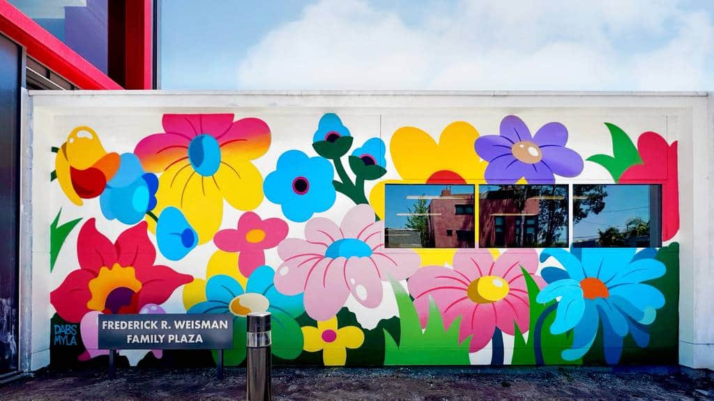"Frederick R. Weisman Family Plaza Floral Mural" by Dabs Myla in Los Angeles