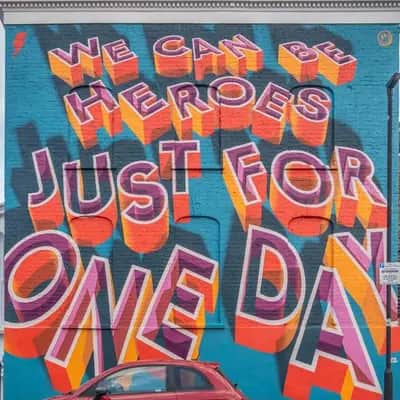 "We Can Be Heroes Mural" by Luke Smile in London