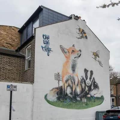 "Fox and Badger with Bees" by Louis Masai in London