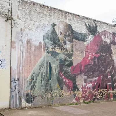"Weathered Figurative Mural" by Conor Harrington in London