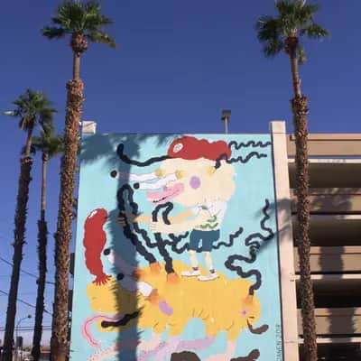 "Abstract Floating Figures Mural" by Joakim Ojanen in Las Vegas