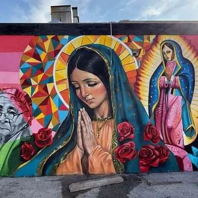 "Virgin of Guadalupe Community Mural" by TNT Graffiti in Los Angeles