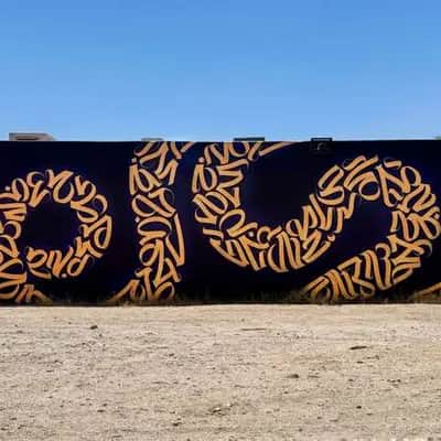 "Abstract Tribal Pattern Mural" by Cryptik in Los Angeles