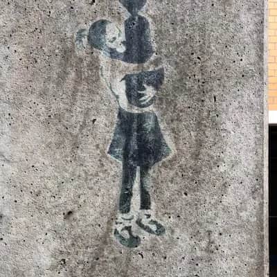 "Bomb hugger (real & fake)" by Banksy in Hamburg