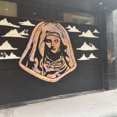 "Hooded Figure Mountain Mural" by Saint Soho in New York