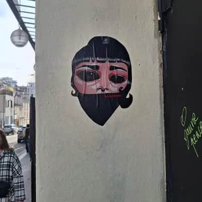 "Masked Portrait with Red Tears" by Zelda Bomba in Paris