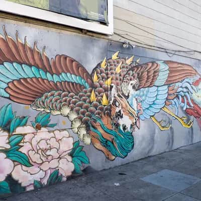 "Eagle and Peony Mural" in San Francisco
