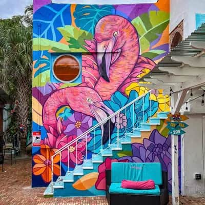 "Tropical Flamingo Paradise Mural" by Spaint in Miami