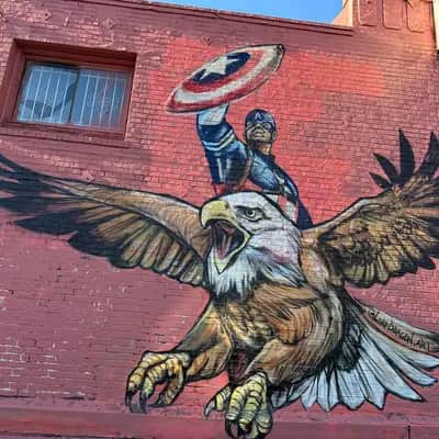 "Captain America Eagle Mural" by Luke Dragon in Oakland