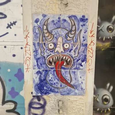 "Demonic Mask with Tongue" by Berri Blue in Athens