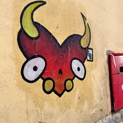 "Horned Devil Character Mural" by Lambiscada in Lisbon
