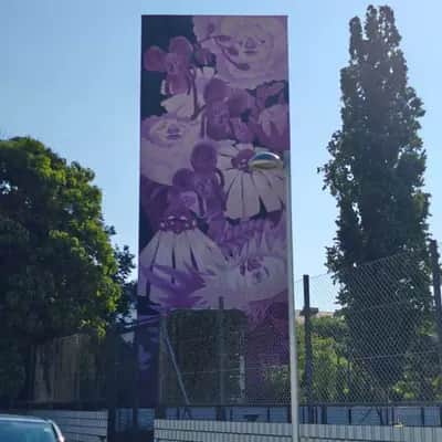 "Purple Floral Mural" by Linda Steiner in Vienna