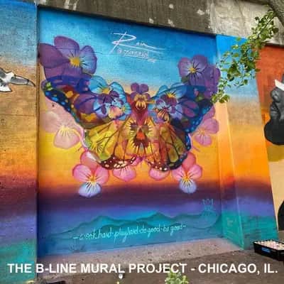 "Butterfly Sunset Transformation Mural" by Osiris Rain in Chicago