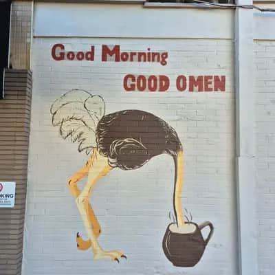"Rooster Pouring Coffee Mural" in San Diego
