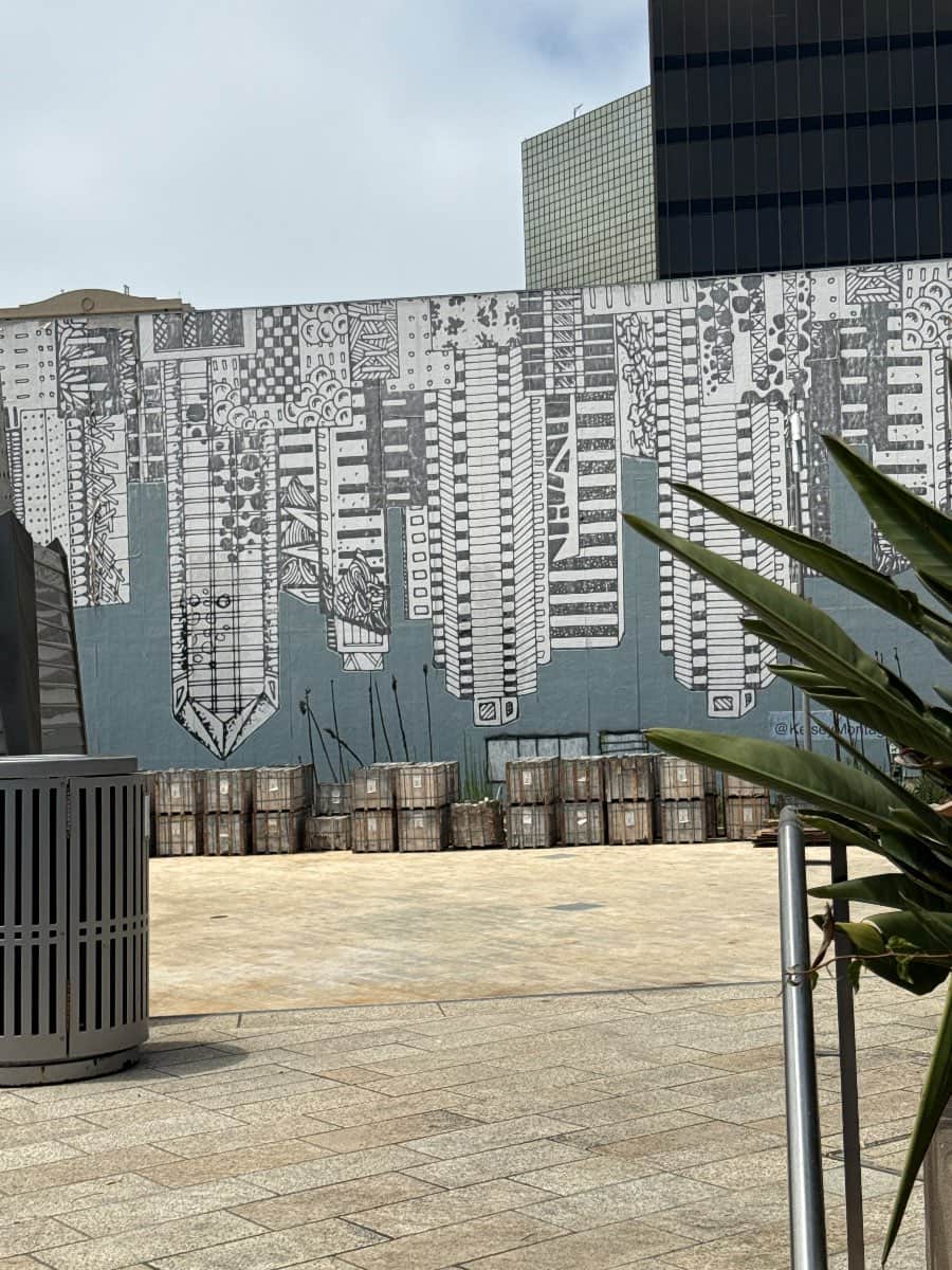 "Monochrome Urban Pattern Mural" in San Diego