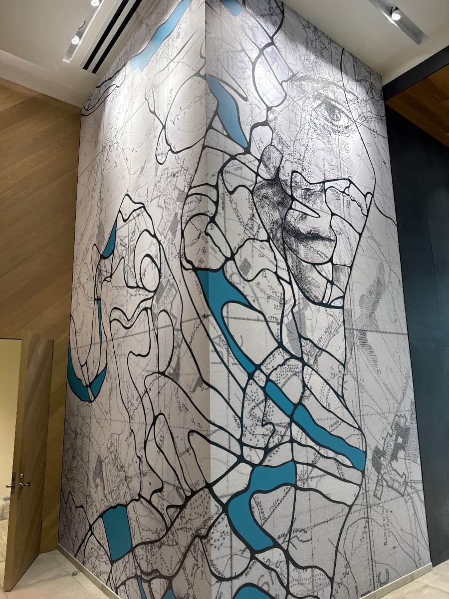 "Abstract Map-Inspired Wall Mural" in San Diego