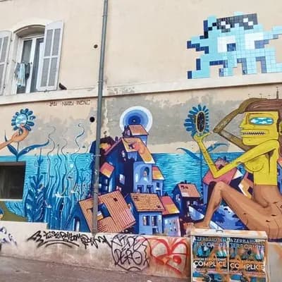 Pixelated Musicians Street Mural