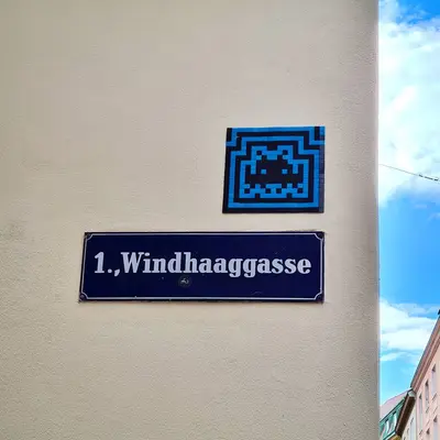 Pixelated Blue Space Invader