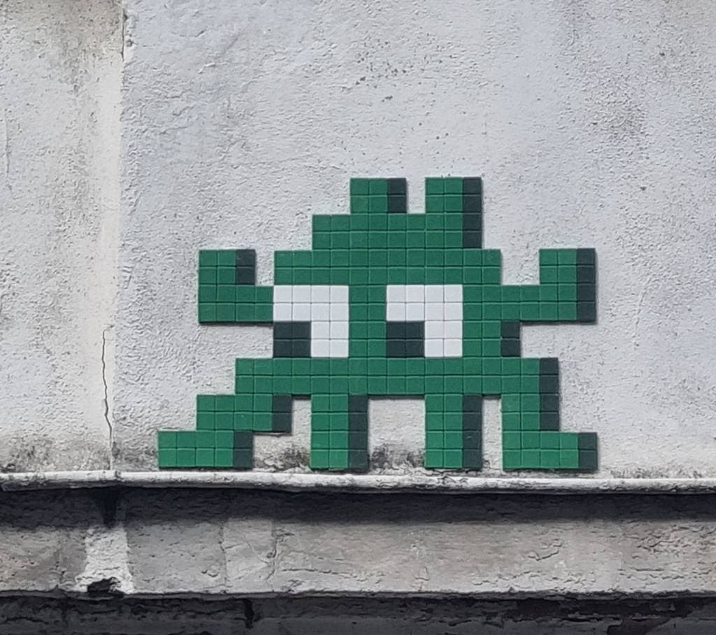 "PA_1361, Green" by Invader in Paris 11e Arrondissement, Paris