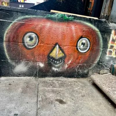 Orange Masked Face Mural