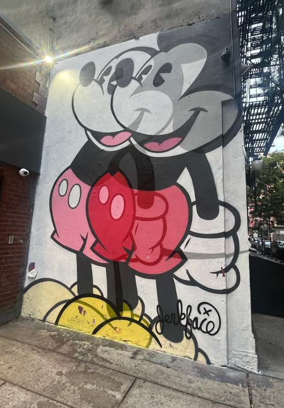 "Mickey Mouse Embrace Mural" by Jerkface in Chinatown, New York
