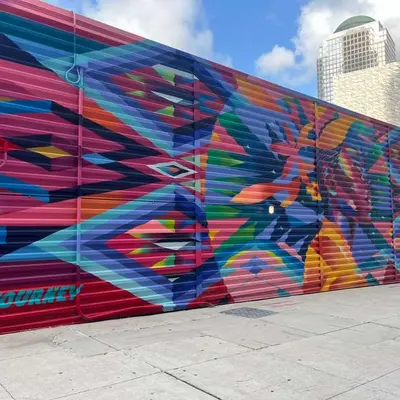 Geometric Rainbow Burst Mural