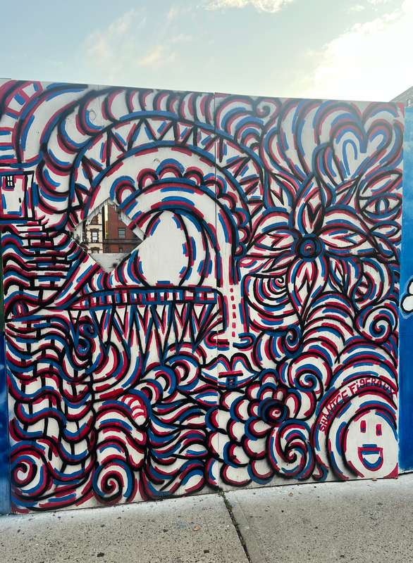 "Psychedelic Monster Face Mural" by Shanice Figeroux in Manhattan Community Board 11, New York
