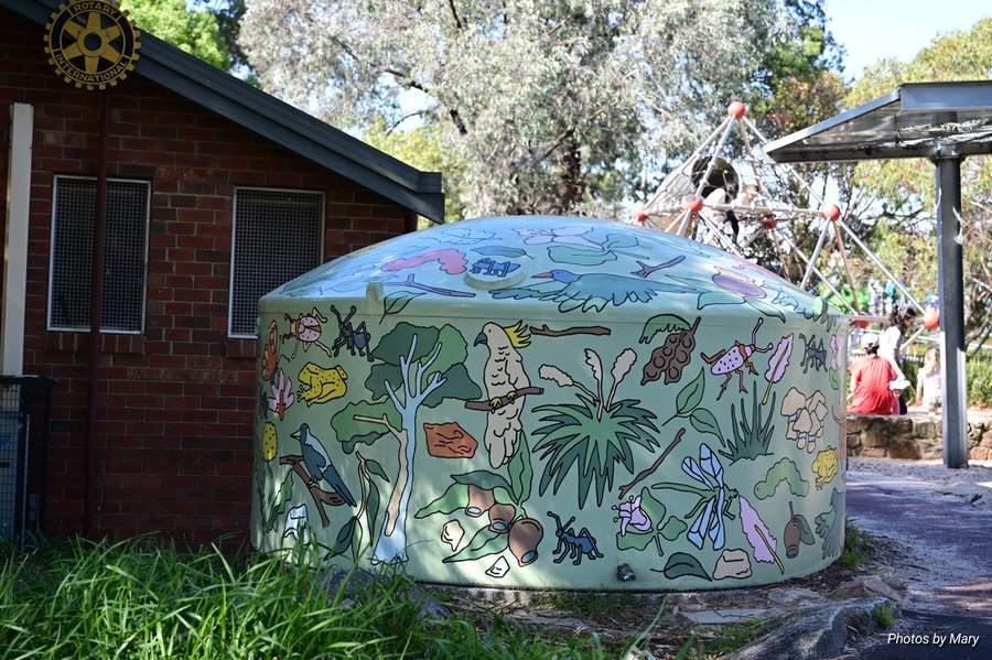 "Rainforest Ecosystem Water Tank Mural" by Angharad Neal-Williams in Bayswater, Melbourne