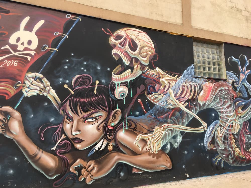 "Skeletal Warrior and Woman" by Nychos in Brooklyn, Brooklyn