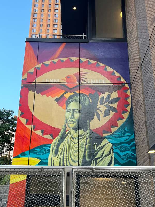 "Native American Portrait Mural" by Maria Dominguez in East Harlem, New York