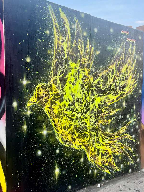 "Cosmic Energy Explosion Mural" by Outer Source in Manhattan Community Board 11, New York