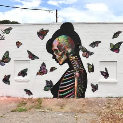 Skeleton Woman with Butterflies