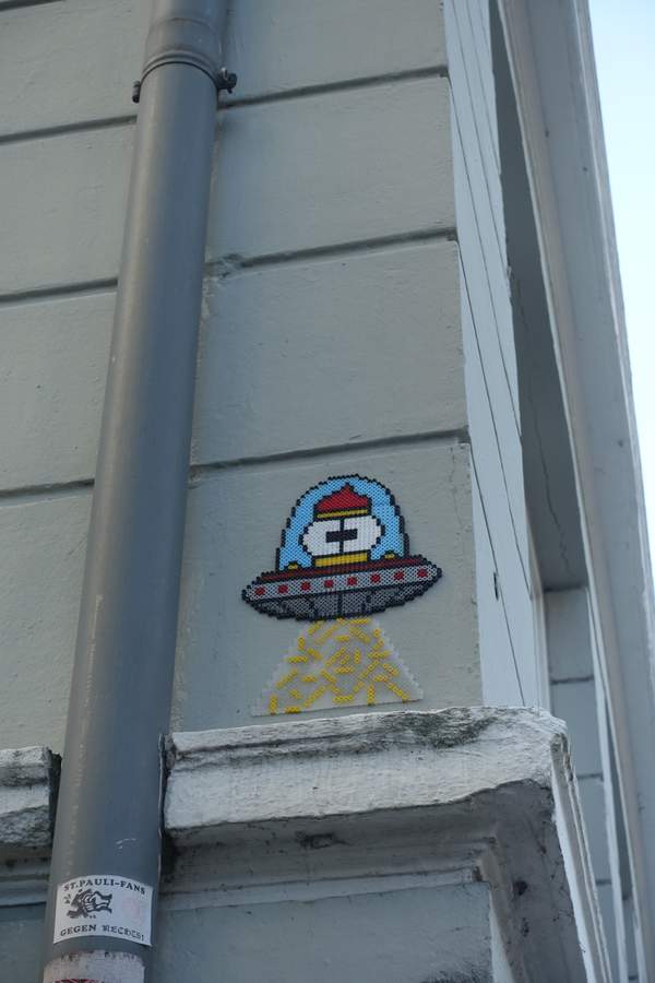 "Pixel UFO Abduction Scene" by Fritten Freddie in Eimsbttel, Hamburg