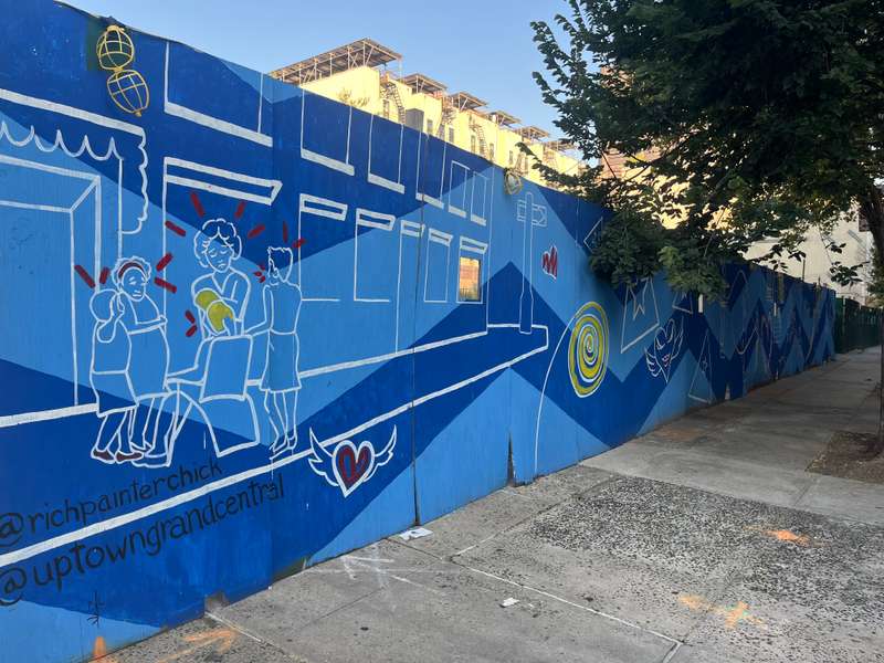 "Community Unity Blue Mural" by Rich Painter Chick in Manhattan Community Board 11, New York