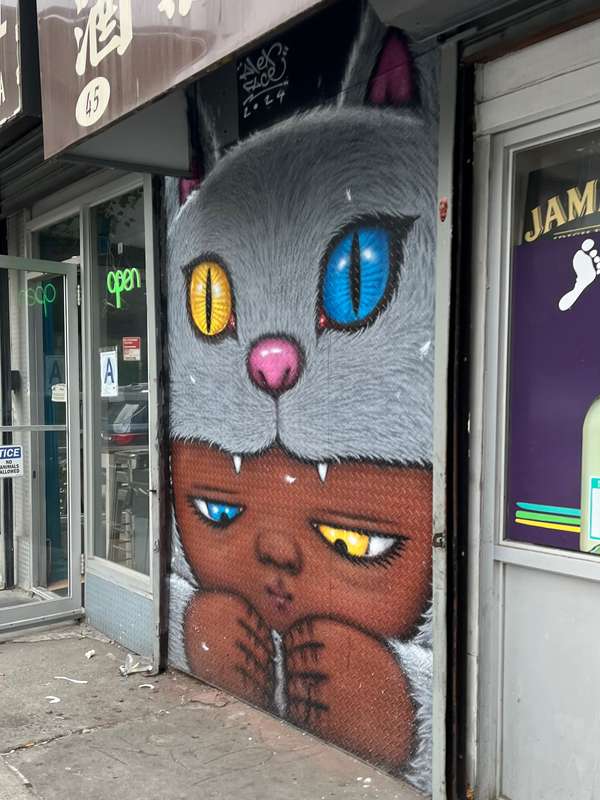 "Cat Mask Portrait Mural" by Alex Face in Lower East Side, New York