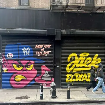 Pink Mask Character Mural