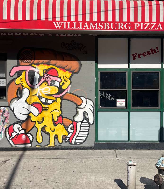 "Melting Pizza Character Mural" by Smurfo U Dirty in Lower East Side, New York