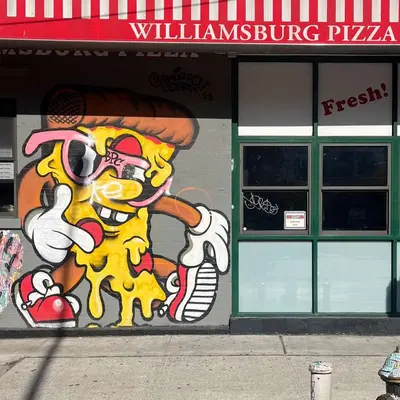 Melting Pizza Character Mural