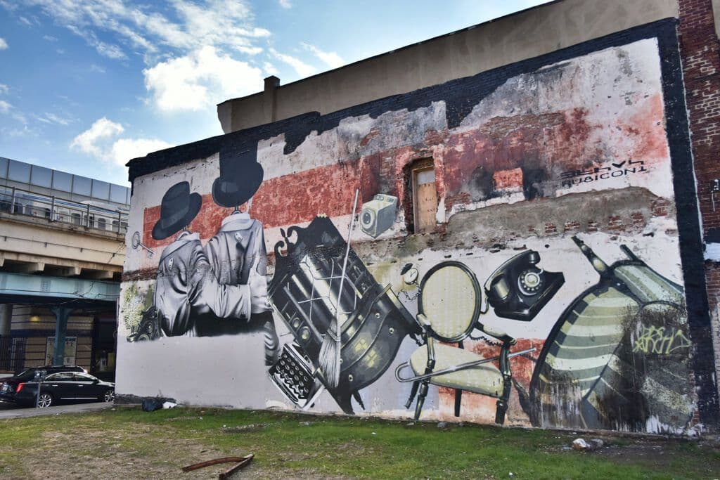 "Vintage Communication Devices Mural" by Rubicon in West Kensington, Philadelphia