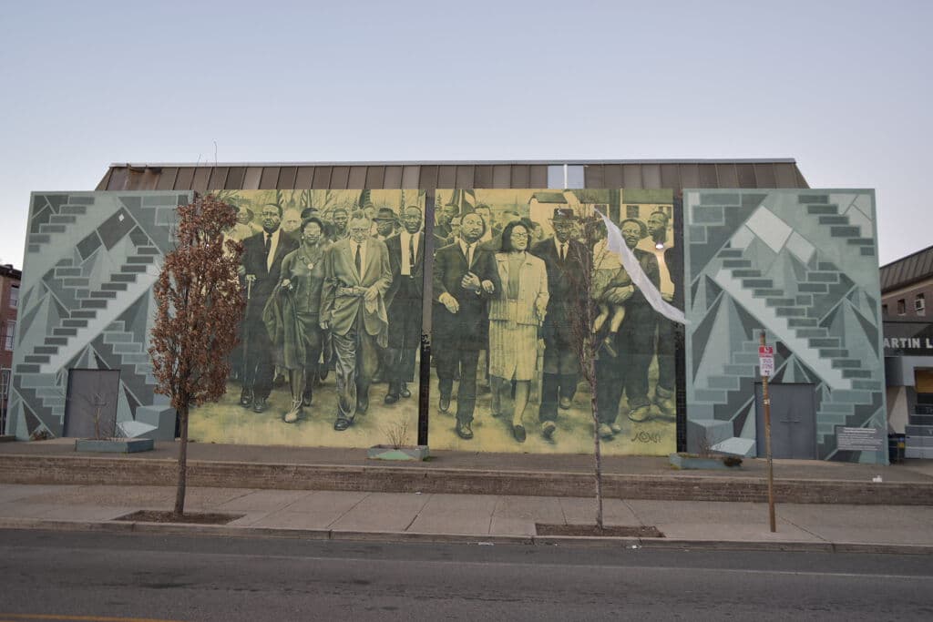 "Civil Rights March Mural" by Willis 'Nomo' Humphrey in North Philadelphia, Philadelphia