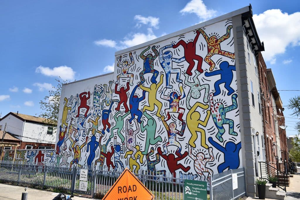 "Keith Haring Style Dancing Figures" by Keith Haring in Graduate Hospital, Philadelphia