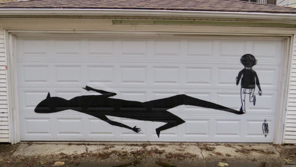 "Child Walking Shadow Whale" by Alex Senna in Noble Square, Chicago