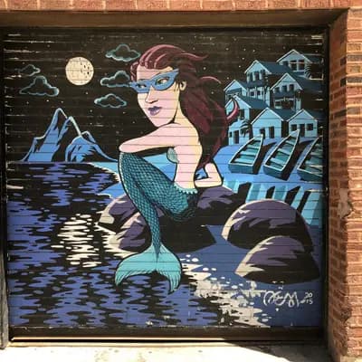 Mermaid in Moonlit Harbor