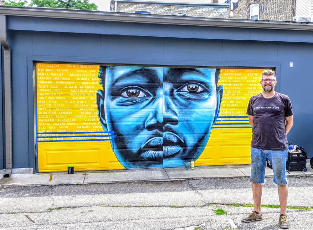 "Portrait with Memorial Names" by Daniel Wilson in Smith Park, Chicago