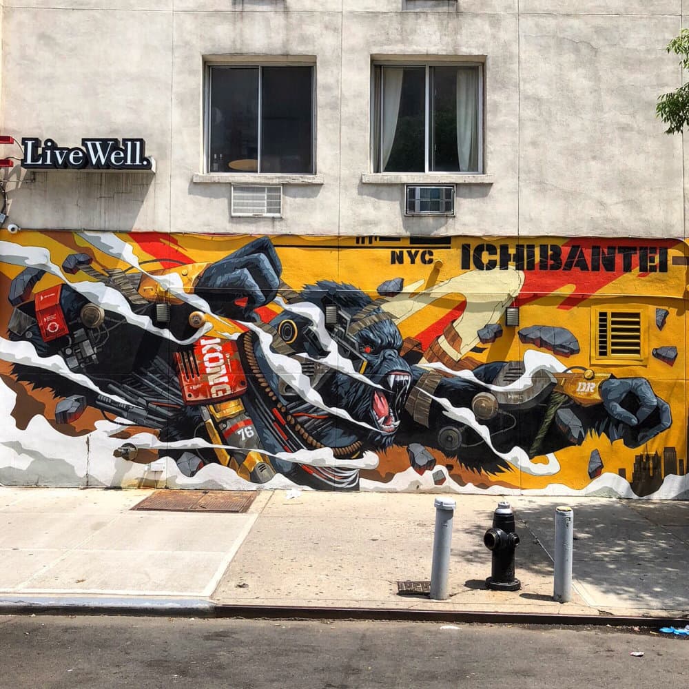 "Wolf Emerging from Yellow Train" by Dragon76 in Alphabet City, New York