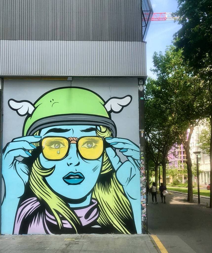 "Cacher ses larmes" by D*Face in Paris 13e Arrondissement, Paris