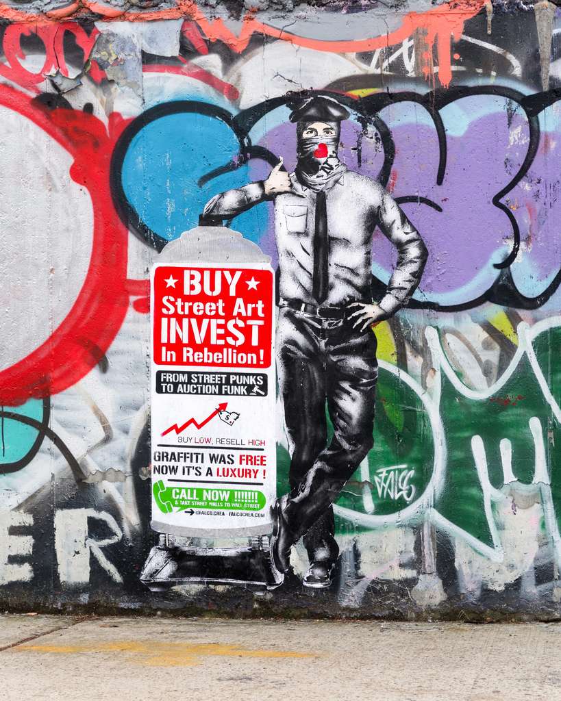 "Wall Street Art" by Falco in Brooklyn, New York